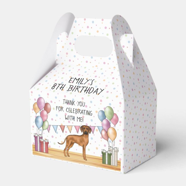 Rhodesian Ridgeback Hund Pastel Birthday Tack Presentaskar (Framsidan Sidan)