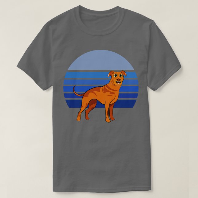 Rhodesian Ridgeback Hund Retro Blå 1 T Shirt (Design framsida)