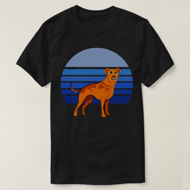 Rhodesian Ridgeback Hund Retro Blue 2 T Shirt (Design framsida)