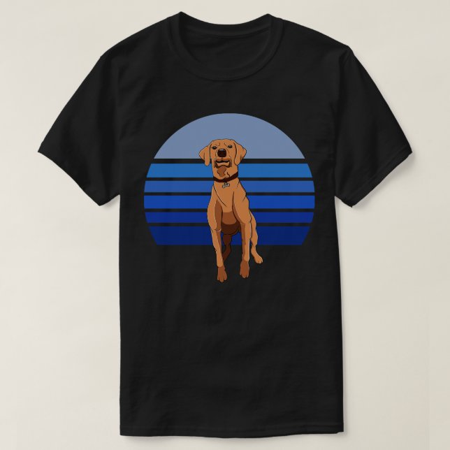 Rhodesian Ridgeback Hund Retro Blue T Shirt (Design framsida)