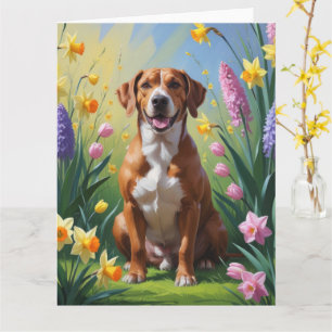 Rhodesian Ridgeback Hund Vårblommor Målning Kort