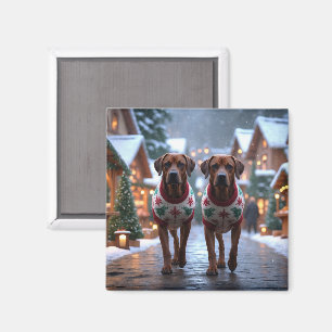 Rhodesian Ridgeback Hundar Jul Snö Högtid Magnet