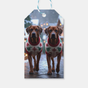 Rhodesian Ridgeback Hundar Jul Snö Semester Presentetikett