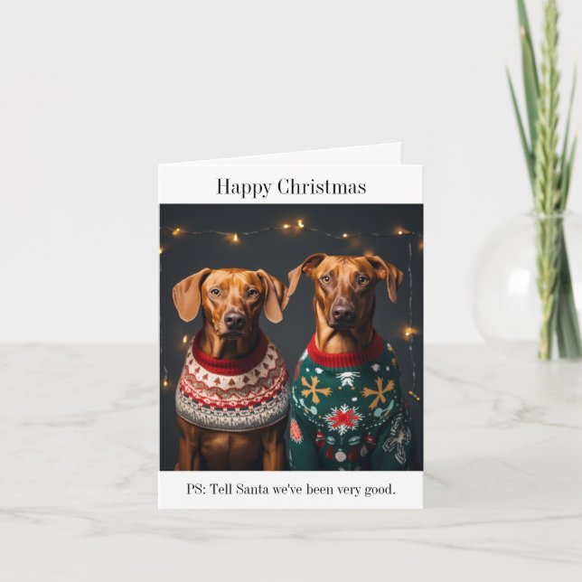 Rhodesian Ridgeback Hundar Lycklig-julkort Kort (Framsida)
