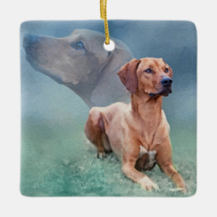 Rhodesian Ridgeback hundCollage Julgransprydnad Keramik