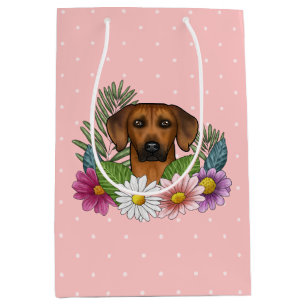 Rhodesian Ridgeback Hundhuvud Vildblommor På Rosa