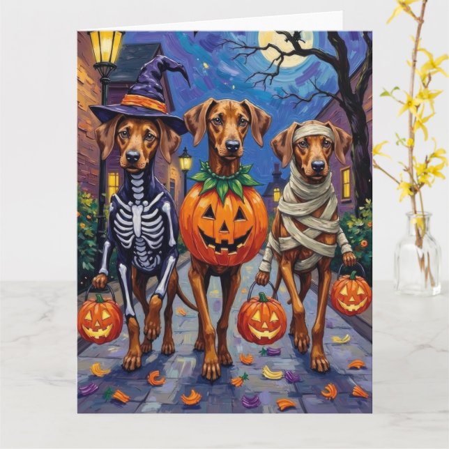 Rhodesian Ridgeback i Halloween-kostymer Kort (Gul blomma)