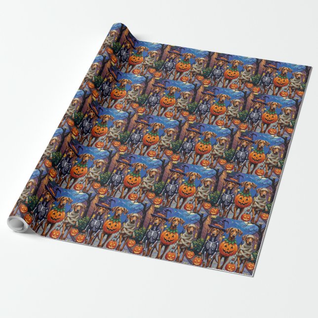 Rhodesian Ridgeback i Halloween-kostymer Presentpapper (Utrullad)