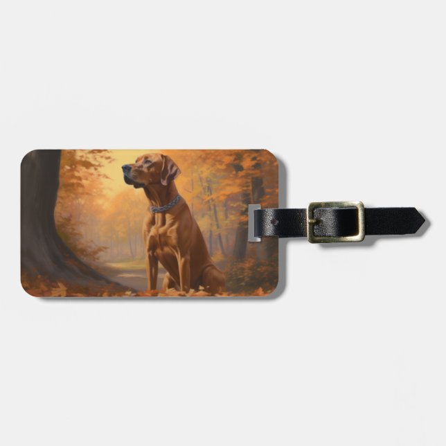 Rhodesian Ridgeback i Höst löv Fall Inspire Bagagebricka (Horisontell Framsida)