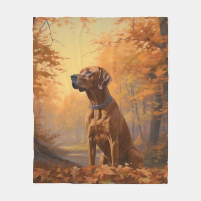 Rhodesian Ridgeback i Höst löv Fall Inspire Fleecefilt (Framsidan)