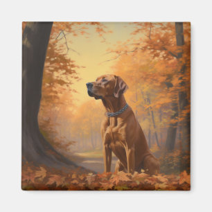 Rhodesian Ridgeback i Höst löv Fall Inspire Magnet