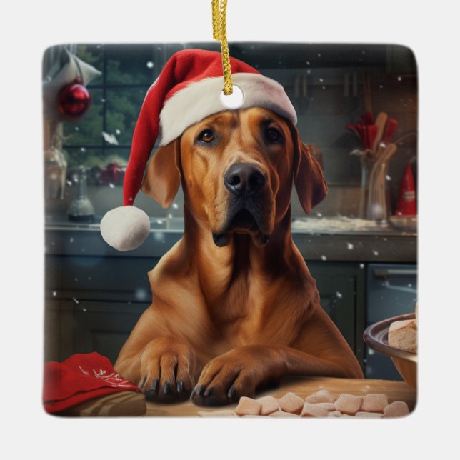 Rhodesian Ridgeback jul Cookies Helgdag Julgransprydnad Keramik (Framsida)