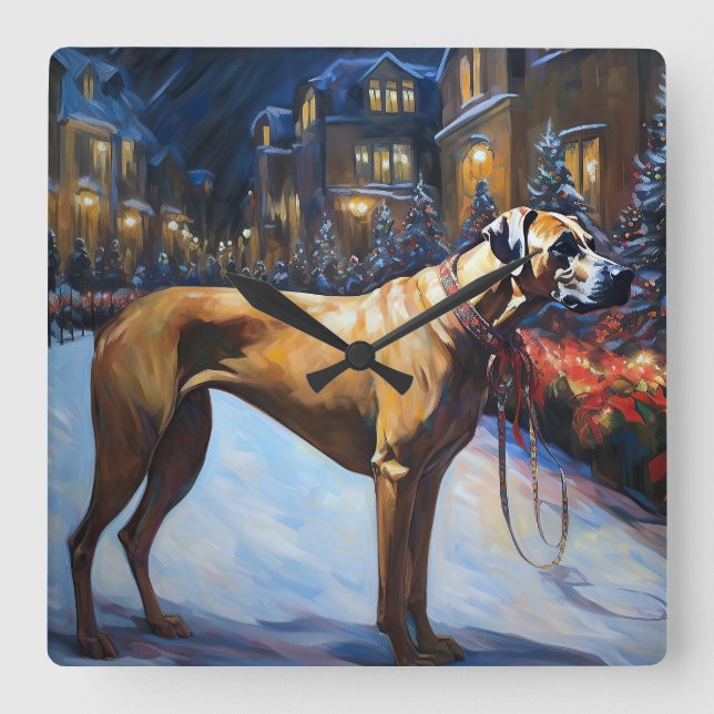 Rhodesian Ridgeback jul - festsäsong Fyrkantig Klocka (Framsida)