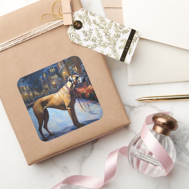 Rhodesian Ridgeback jul - festsäsong Fyrkantigt Klistermärke (Gifting)