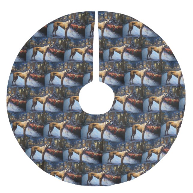 Rhodesian Ridgeback jul - festsäsong Julgransmatta Borstad Polyester (Framsidan)