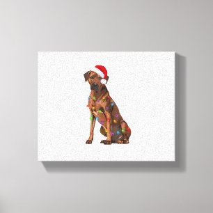Rhodesian Ridgeback-julen Ljus Julafton Hund Kärle Canvastryck