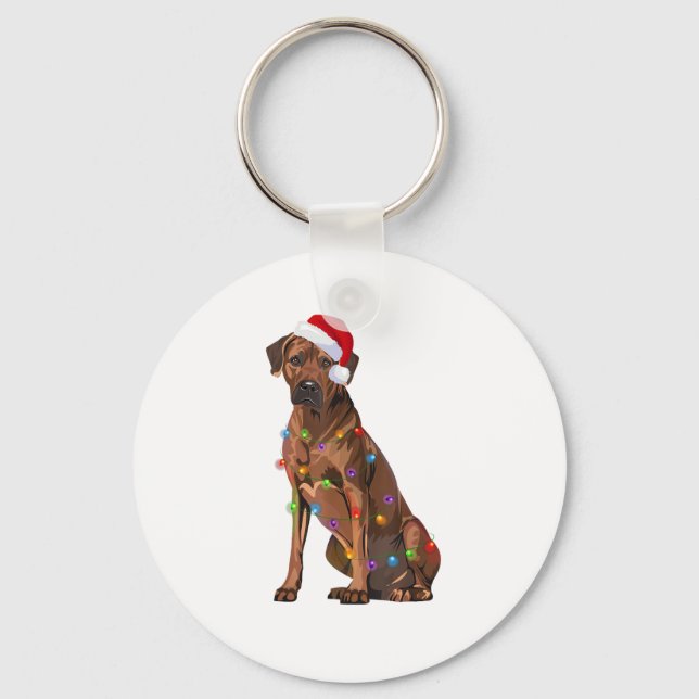 Rhodesian Ridgeback-julen Ljus Julafton Hund Kärle Nyckelring (Framsida)
