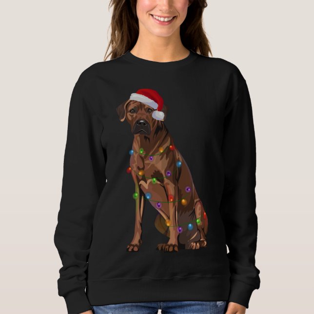 Rhodesian Ridgeback-julen Ljus Julafton Hund Kärle T Shirt (Framsida)