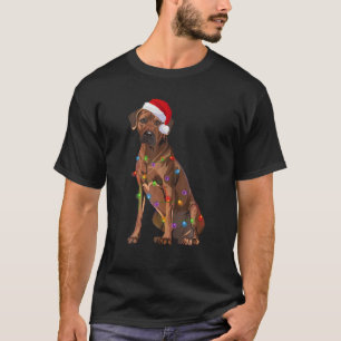 Rhodesian Ridgeback-julen Ljus Julafton Hund Kärle T Shirt