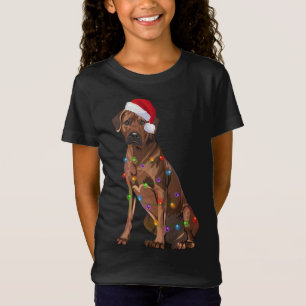 Rhodesian Ridgeback-julen Ljus Julafton Hund Kärle T Shirt