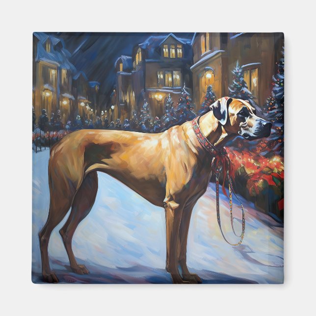 Rhodesian Ridgeback Julhögtiden Magnet (Framsidan)
