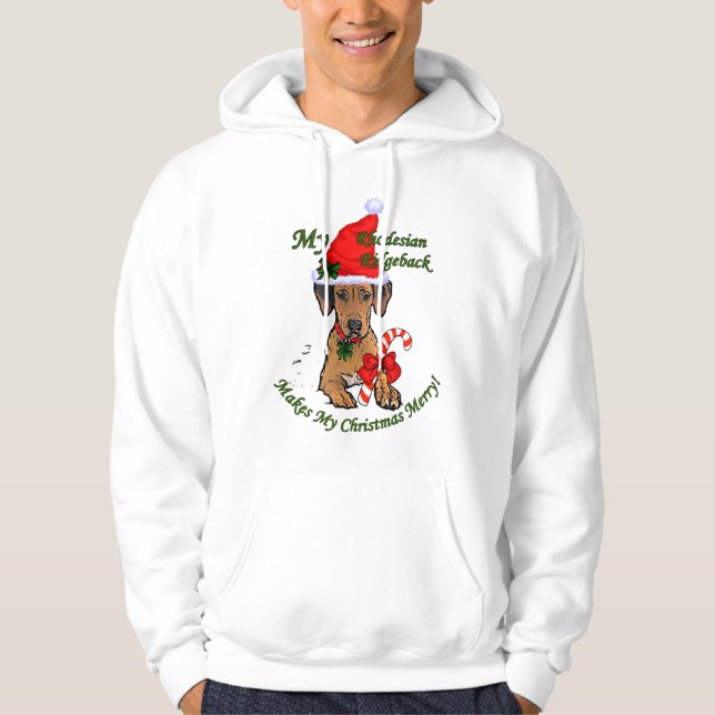 Rhodesian Ridgeback-julklappar Sweatshirt Med Luva (Framsida)