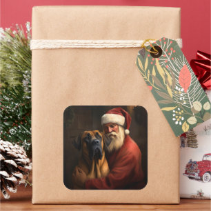 Rhodesian Ridgeback Jultomten - juljul Fyrkantigt Klistermärke