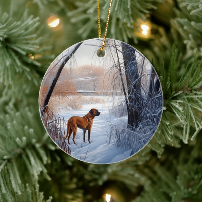 Rhodesian Ridgeback Låt det snöa jul Julgransprydnad Keramik (Träd)