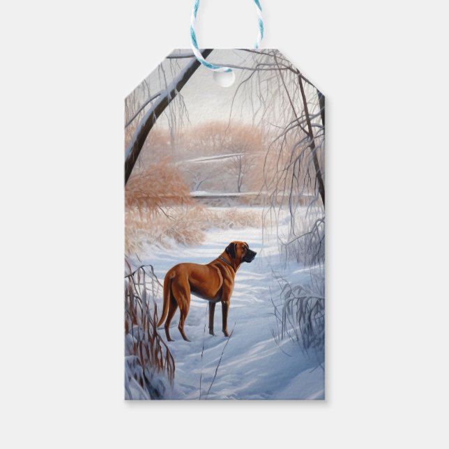 Rhodesian Ridgeback Låt det snöa jul Presentetikett (Framsidan)