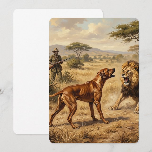Rhodesian Ridgeback Lejon Hund Konst Inbjudningar (Fram/baksida)