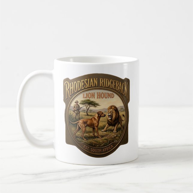 Rhodesian Ridgeback Lejon Hund Konst Kaffemugg (Vänster)