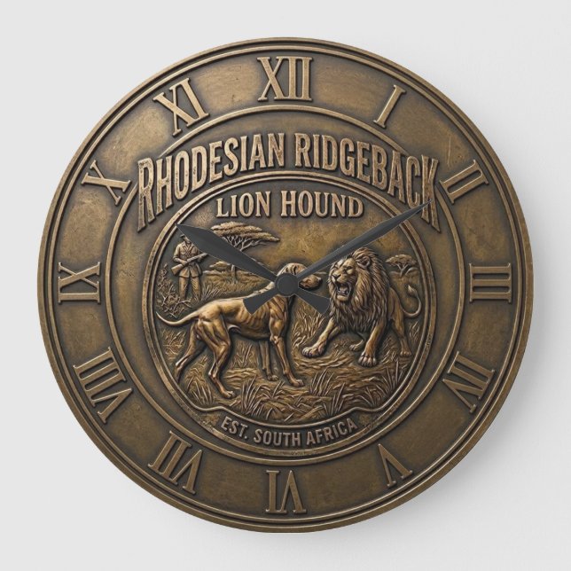 Rhodesian Ridgeback Lejon Hund Konst Stor Klocka (Framsida)