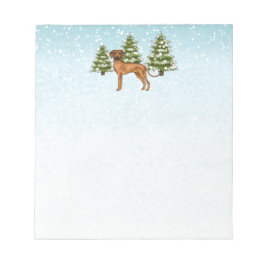 Rhodesian Ridgeback Lejon Hund Snöig Vinter Skog Anteckningsblock