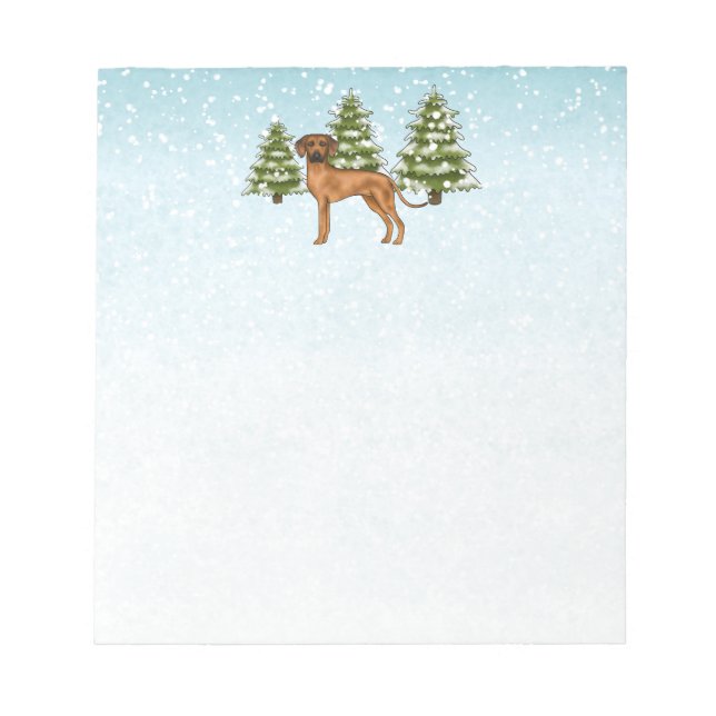 Rhodesian Ridgeback Lejon Hund Snöig Vinter Skog Anteckningsblock (Framsida)