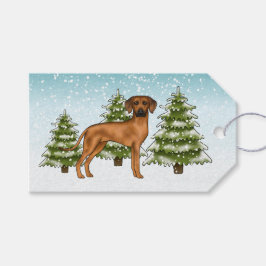 Rhodesian Ridgeback Lejon Hund Snöig Vinter Skog Presentetikett