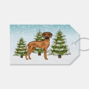 Rhodesian Ridgeback Lejon Hund Snöig Vinter Skog Presentetikett