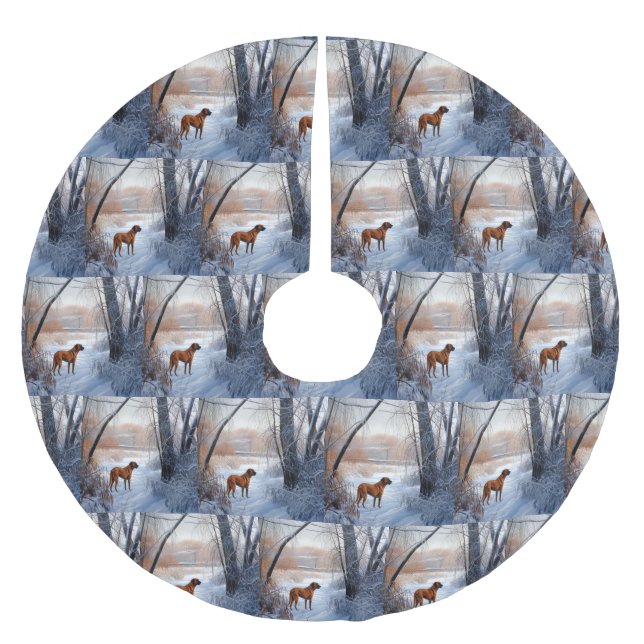 Rhodesian Ridgeback Let It Snow Jul Julgransmatta Borstad Polyester (Framsidan)
