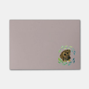 Rhodesian Ridgeback med en kranvattenfärg Post-it Block