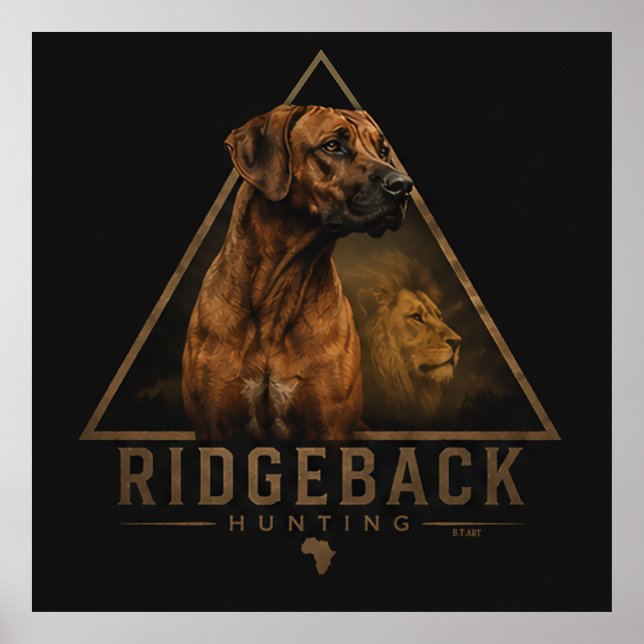 Rhodesian Ridgeback med Lejon    Affisch (Framsidan)