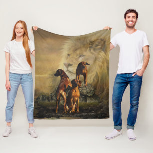 Rhodesian Ridgeback med Lejon Fleecefilt