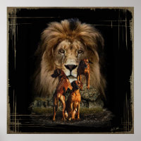 Rhodesian Ridgeback med Lejon Poster