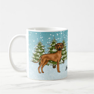 Rhodesian Ridgeback med namnet Snöig Vinter Skog Kaffemugg