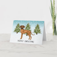 Rhodesian Ridgeback med text snöig vinter skog