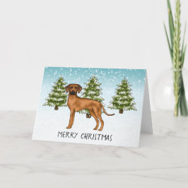 Rhodesian Ridgeback med text snöig vinter skog Kort