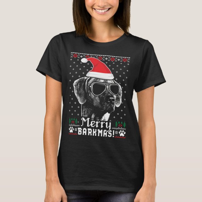 Rhodesian Ridgeback Merry Barkmas Christmas T Shirt (Framsida)