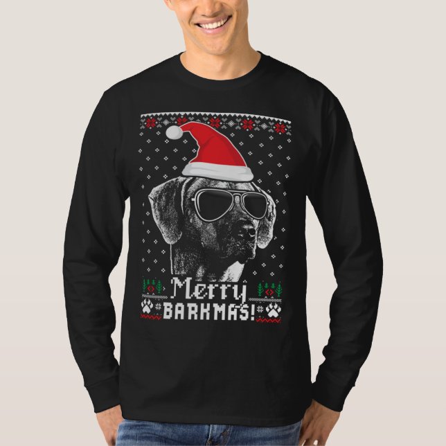 Rhodesian Ridgeback Merry Barkmas Christmas T Shirt (Framsida)