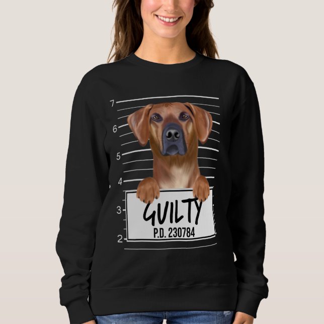 Rhodesian Ridgeback Mugshot Skyldig Hund T Shirt (Framsida)