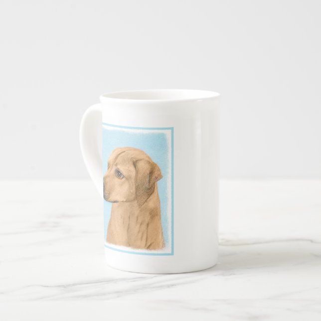 Rhodesian Ridgeback Painting - Original Hund Art Benporslin Mugg (Framsida vänster)