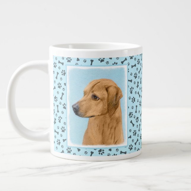 Rhodesian Ridgeback Painting - Original Hund Art Jumbo Mugg (Vänster)