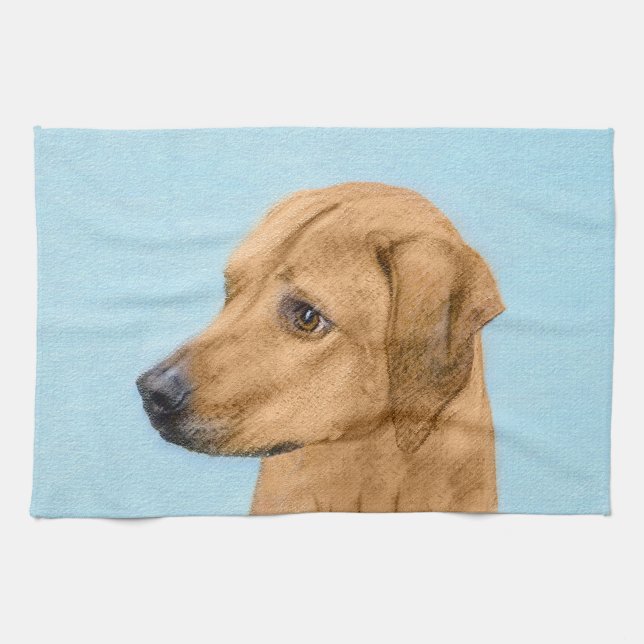 Rhodesian Ridgeback Painting - Original Hund Art Kökshandduk (Horisontell)